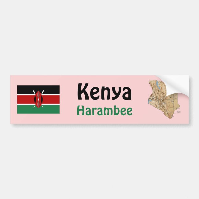Kenya Flag + Map Bumper Sticker (Front)