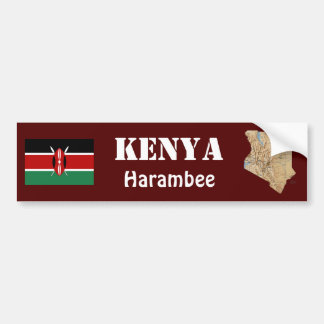 Kenya Flag + Map Bumper Sticker