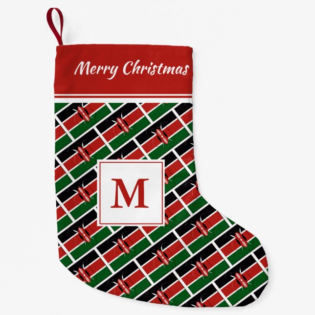 KENYA Flag MONOGRAM Small Christmas Stocking (Front)