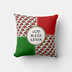 KENYA FLAG Patriotic Kenyan GOD BLESS Throw Pillow