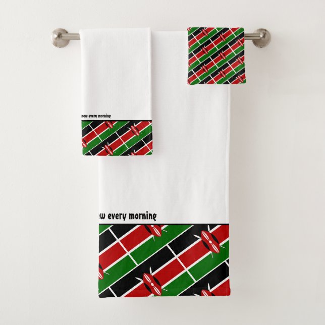 KENYA FLAG Personalized Scripture WHITE Bath Towel Set (Insitu)