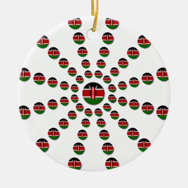 Kenya Flag Radial Pattern: Patriotic Art & Decor Ceramic Ornament (Front)