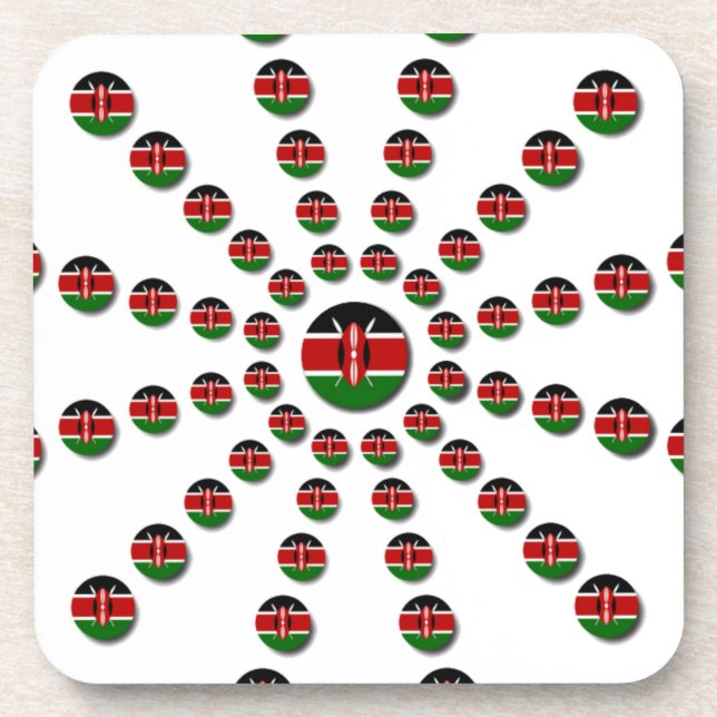 Kenya Flag Radial Pattern: Patriotic Art & Decor Coaster (Front)