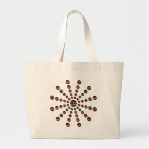 Kenya Flag Radial Pattern: Patriotic Art & Decor Large Tote Bag