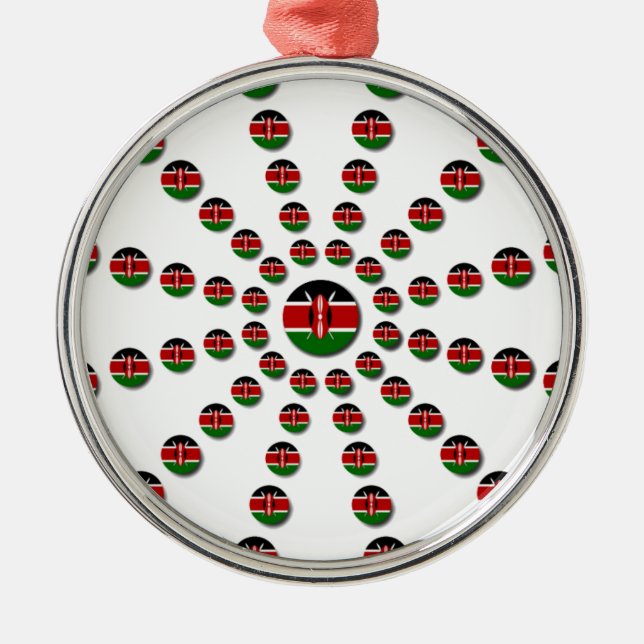 Kenya Flag Radial Pattern: Patriotic Art & Decor Metal Ornament (Front)