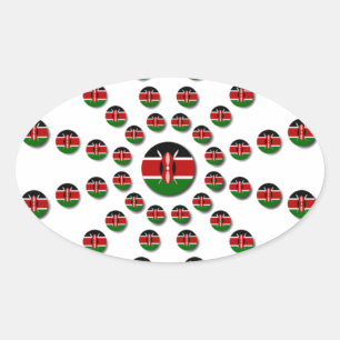 Kenya Flag Radial Pattern: Patriotic Art & Decor Oval Sticker