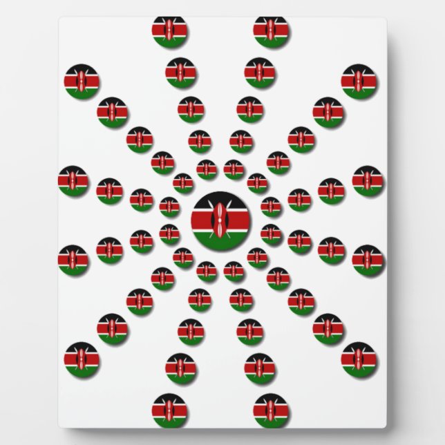 Kenya Flag Radial Pattern: Patriotic Art & Decor Plaque (Front)