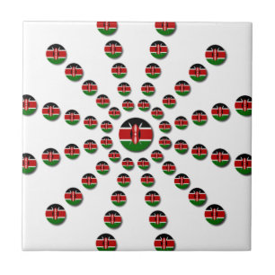 Kenya Flag Radial Pattern: Patriotic Art & Decor Tile