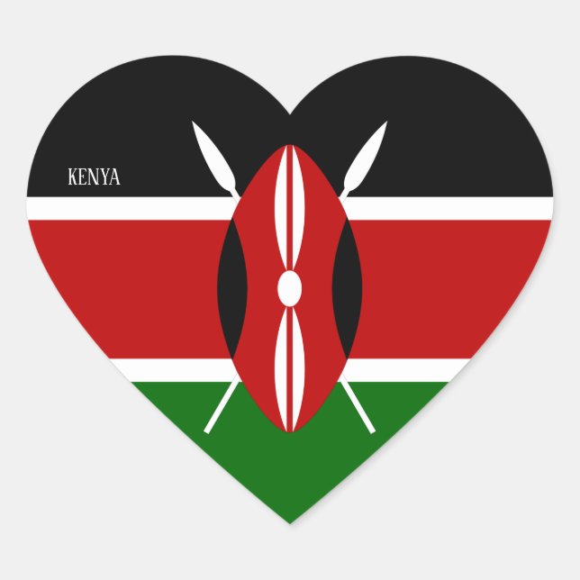 Kenya Flag Splendid Patriotic Heart Sticker (Front)