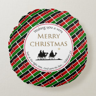 KENYA FLAG Three Wise Men KENYAN Christmas Round Pillow
