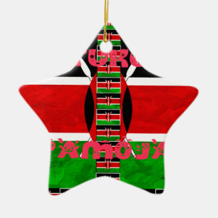Kenya Flag: Tuko Pamoja - Unity Art Design Ceramic Ornament