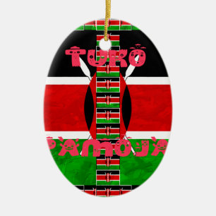 Kenya Flag: Tuko Pamoja - Unity Art Design Ceramic Ornament