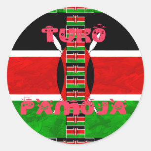 Kenya Flag: Tuko Pamoja - Unity Art Design Classic Round Sticker
