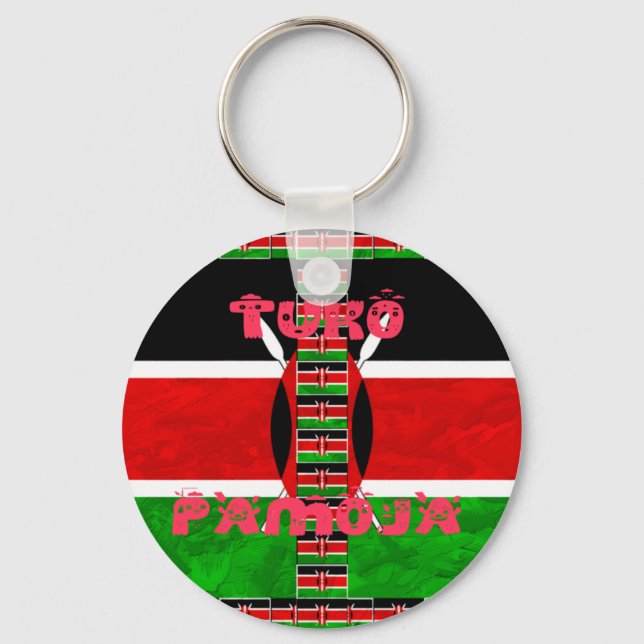 Kenya Flag: Tuko Pamoja - Unity Art Design Keychain (Front)