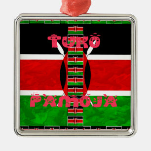 Kenya Flag: Tuko Pamoja - Unity Art Design Metal Ornament