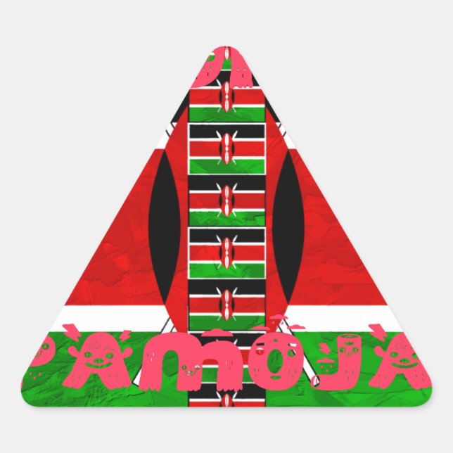 Kenya Flag: Tuko Pamoja - Unity Art Design Triangle Sticker (Front)