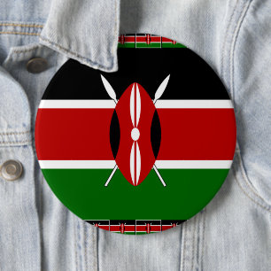 Kenya Flag: With Miniature Flag Frame Border Art 6 Inch Round Button