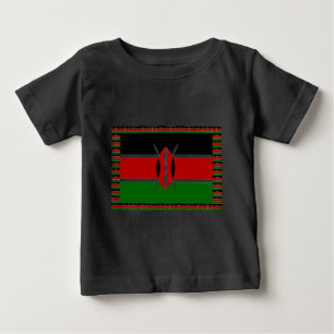 Kenya Flag: With Miniature Flag Frame Border Art Baby T-Shirt