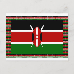 Kenya Flag: With Miniature Flag Frame Border Art Postcard