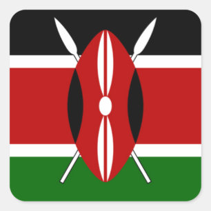 Kenya Flag: With Miniature Flag Frame Border Art  Square Sticker