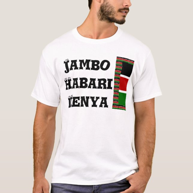 Kenya Flag: With Miniature Flag Frame Border Art  T-Shirt (Front)