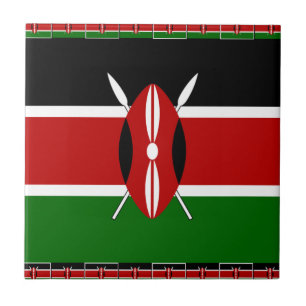 Kenya Flag: With Miniature Flag Frame Border Art  Tile