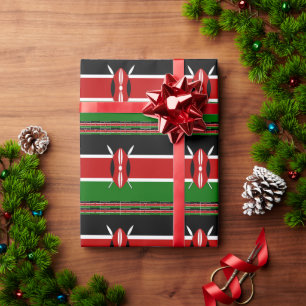 Kenya Flag: With Miniature Flag Frame Border Art  Wrapping Paper