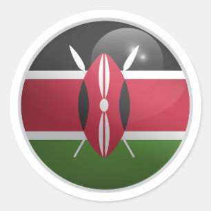 Kenya Glossy Circle Flag Classic Round Sticker