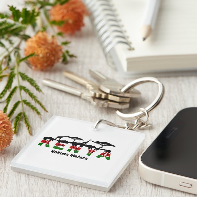 Kenya Hakuna Matata Acrylic Keychain. Keychain (Front Right)