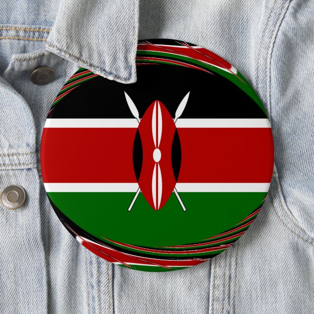 Kenya Hakuna Matata Black Red Green 6 Inch Round Button (In Situ)