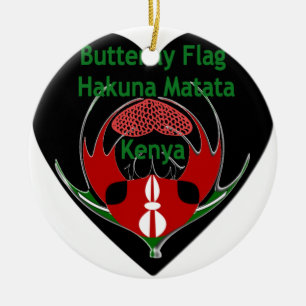 Kenya: Hakuna Matata Swahili Butterfly Abstract Ceramic Ornament