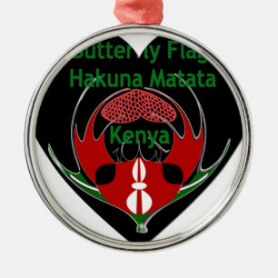 Kenya: Hakuna Matata Swahili   Butterfly Abstract  Metal Ornament