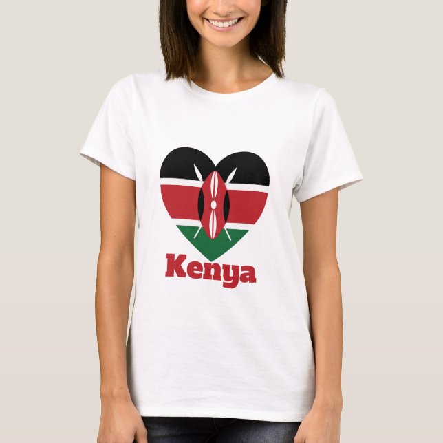Kenya Heart Flag T-Shirt (Front)