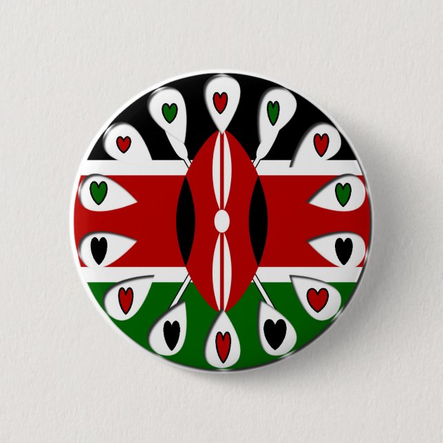 Kenya Hearts 2 Inch Round Button (Front)