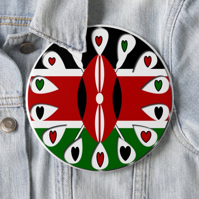 Kenya Hearts 6 Inch Round Button (In Situ)