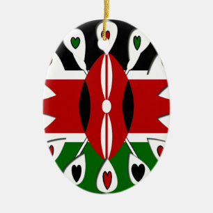 Kenya Hearts Ceramic Ornament