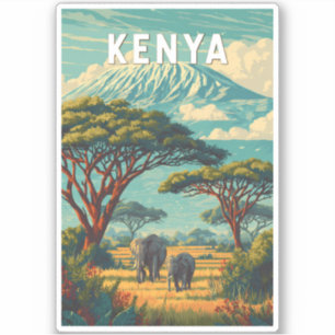 Kenya Illustration Travel Art Vintage