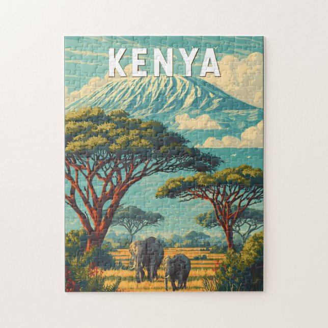 Kenya Illustration Travel Art Vintage Jigsaw Puzzle (Vertical)