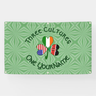 Kenya Ireland USA Shamrock Flag Personalized  Banner