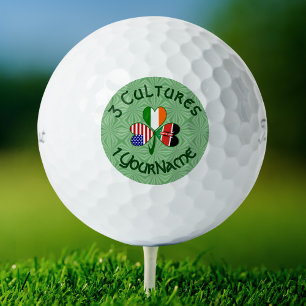 Kenya Ireland USA Shamrock Flag Personalized Golf Balls