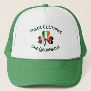 Kenya Ireland USA Shamrock Flag Personalized Trucker Hat