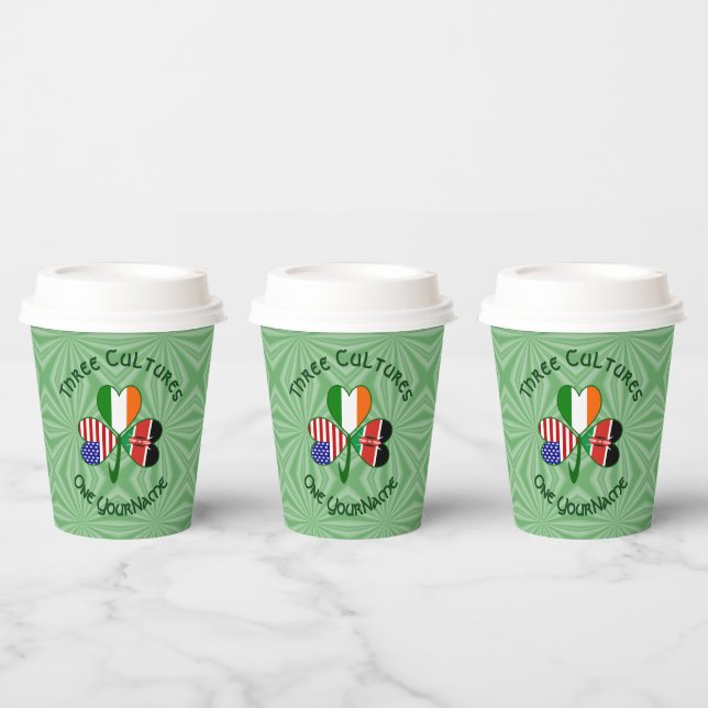 Kenya Ireland USA Shamrock Personalized Text Paper Cups (Multi)