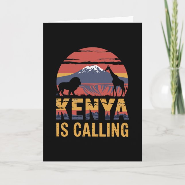 Kenya Is Calling Safari Lover African Wildlife Vac Card (Front)