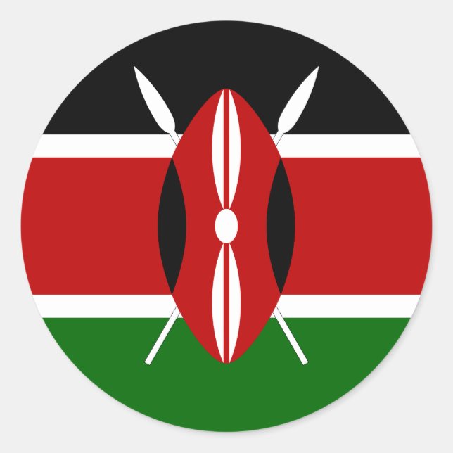 Kenya (Kenyan) Flag Classic Round Sticker (Front)