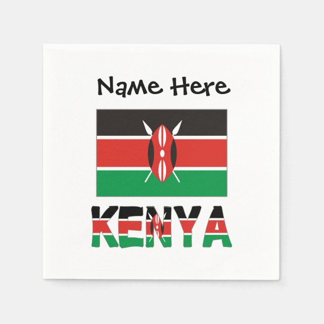 Kenya Kenyan Flag Personalized  Napkin (Front)