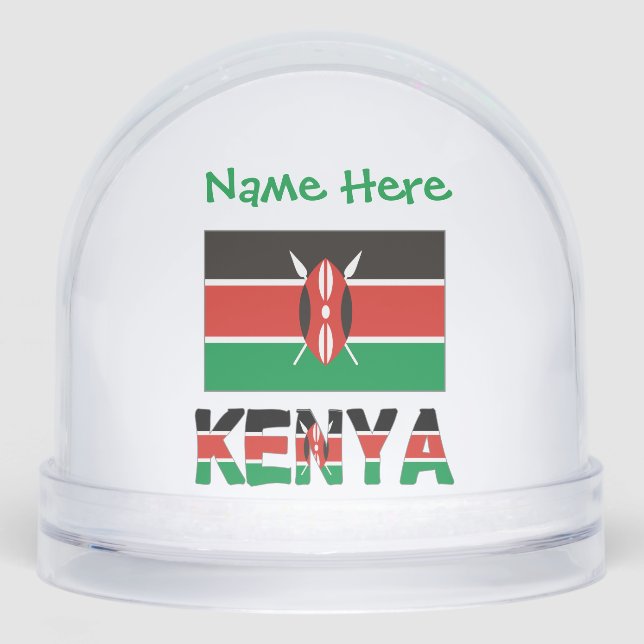 Kenya Kenyan Flag Tiled Green Personalization Snowglobe (Front)