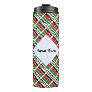 Kenya Kenyan Flag Tiled Personalized Name  Thermal Tumbler