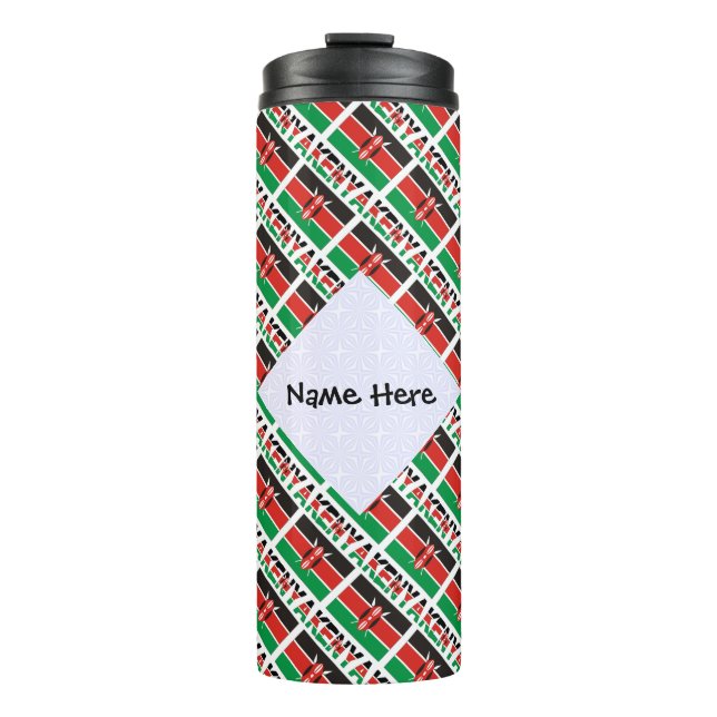 Kenya Kenyan Flag Tiled Personalized Name  Thermal Tumbler (Front)
