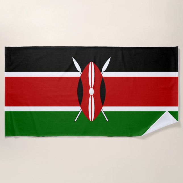 Kenya Maasai flag Bendera ya Kenya Beach Towel (Front)