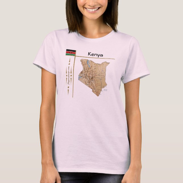 Kenya Map + Flag + Title T-Shirt (Front)
